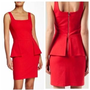 Cut25 By Yigal Azrouël Azrouel Red Peplum Ponte Knit Mini Dress 2 XS Extra Small